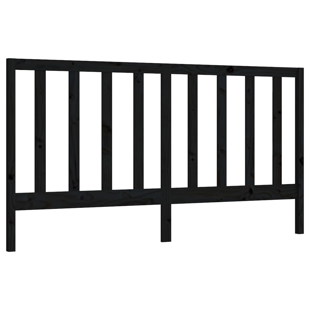Bed Headboard Black 206x4x100 cm Solid Wood Pine