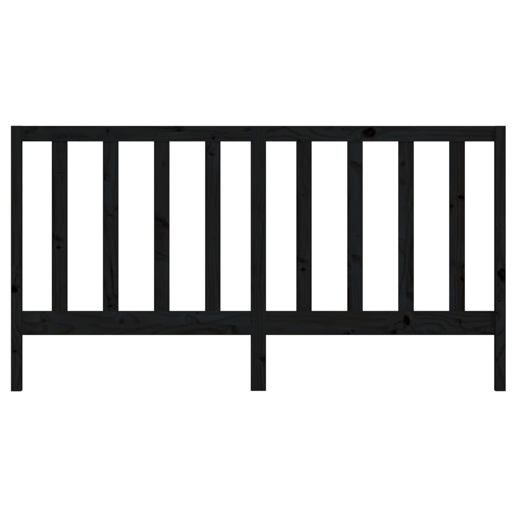 Bed Headboard Black 206x4x100 cm Solid Wood Pine