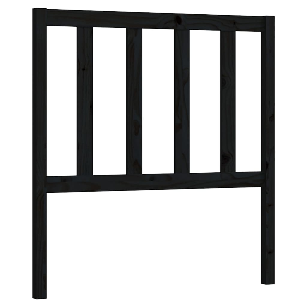 Bed Headboard Black 106x4x100 cm Solid Wood Pine