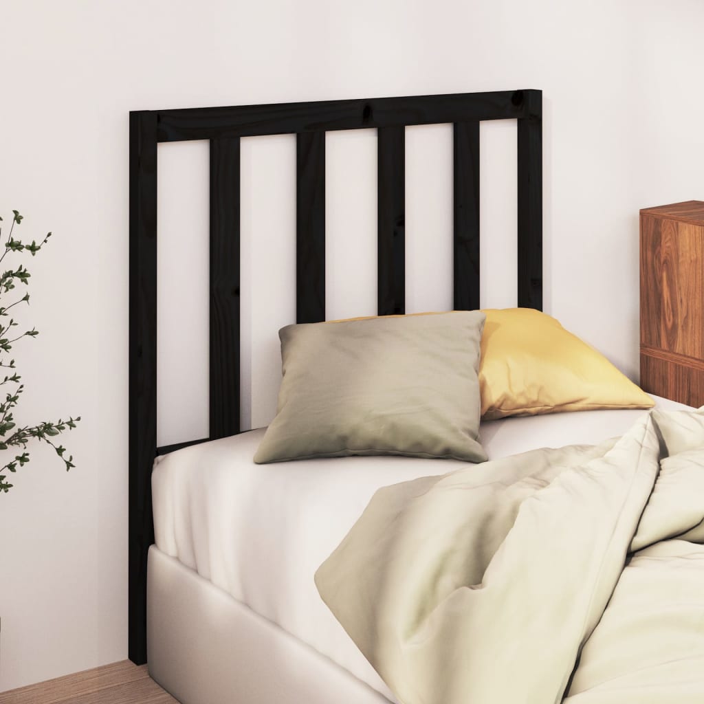 Bed Headboard Black 106x4x100 cm Solid Wood Pine