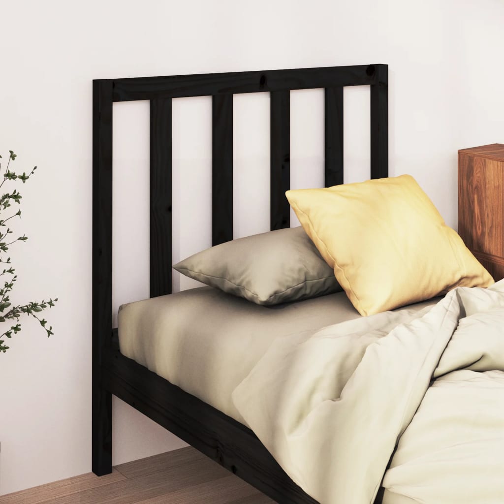 Bed Headboard Black 106x4x100 cm Solid Wood Pine