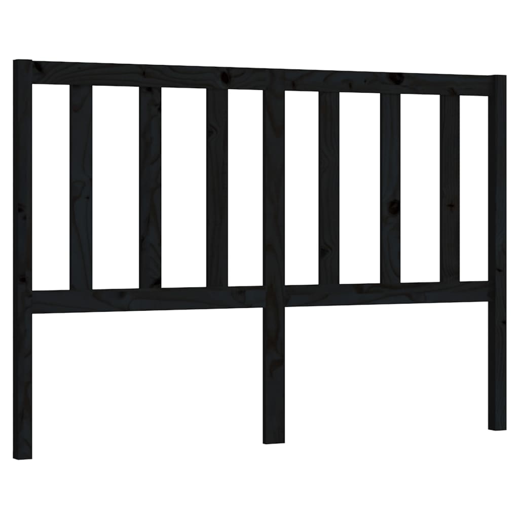 Bed Headboard Black 146x4x100 cm Solid Wood Pine