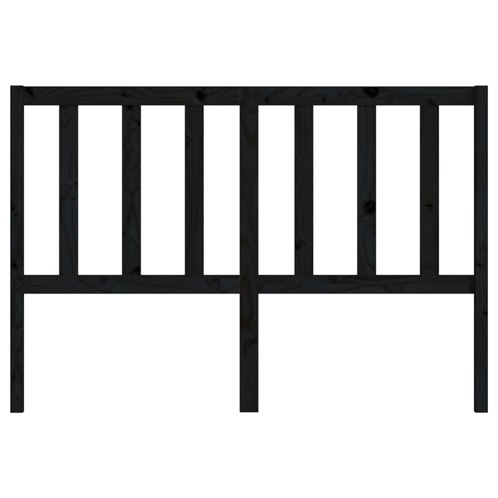 Bed Headboard Black 146x4x100 cm Solid Wood Pine