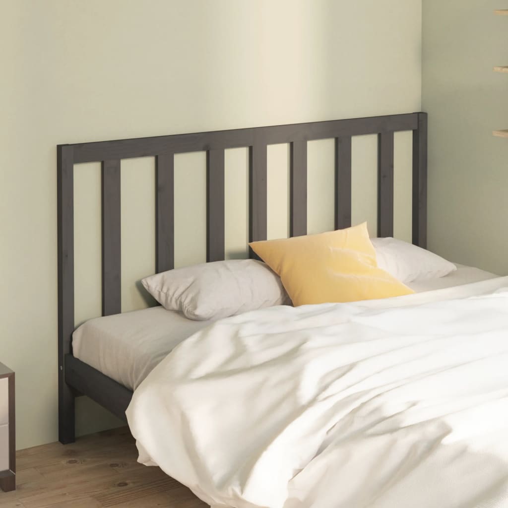 Bed Headboard Grey 166x4x100 cm Solid Wood Pine