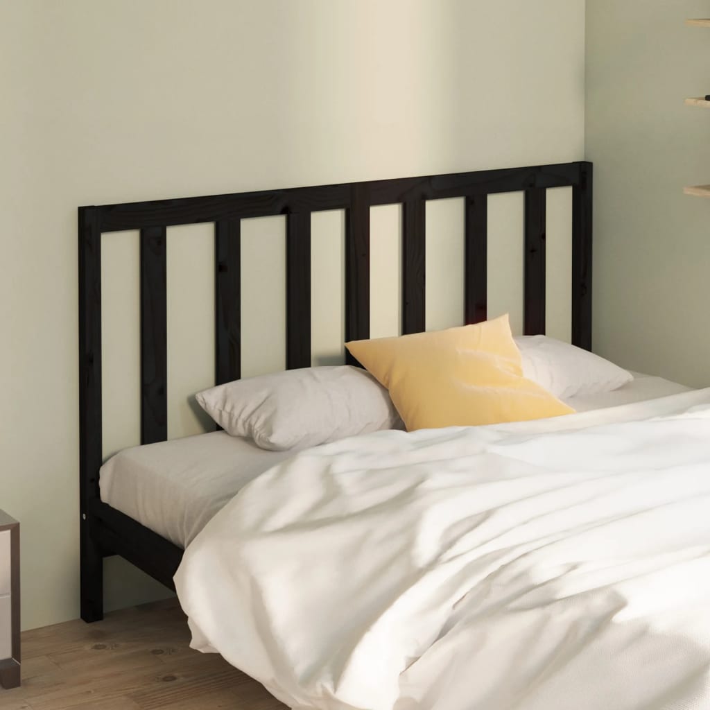 Bed Headboard Black 166x4x100 cm Solid Wood Pine