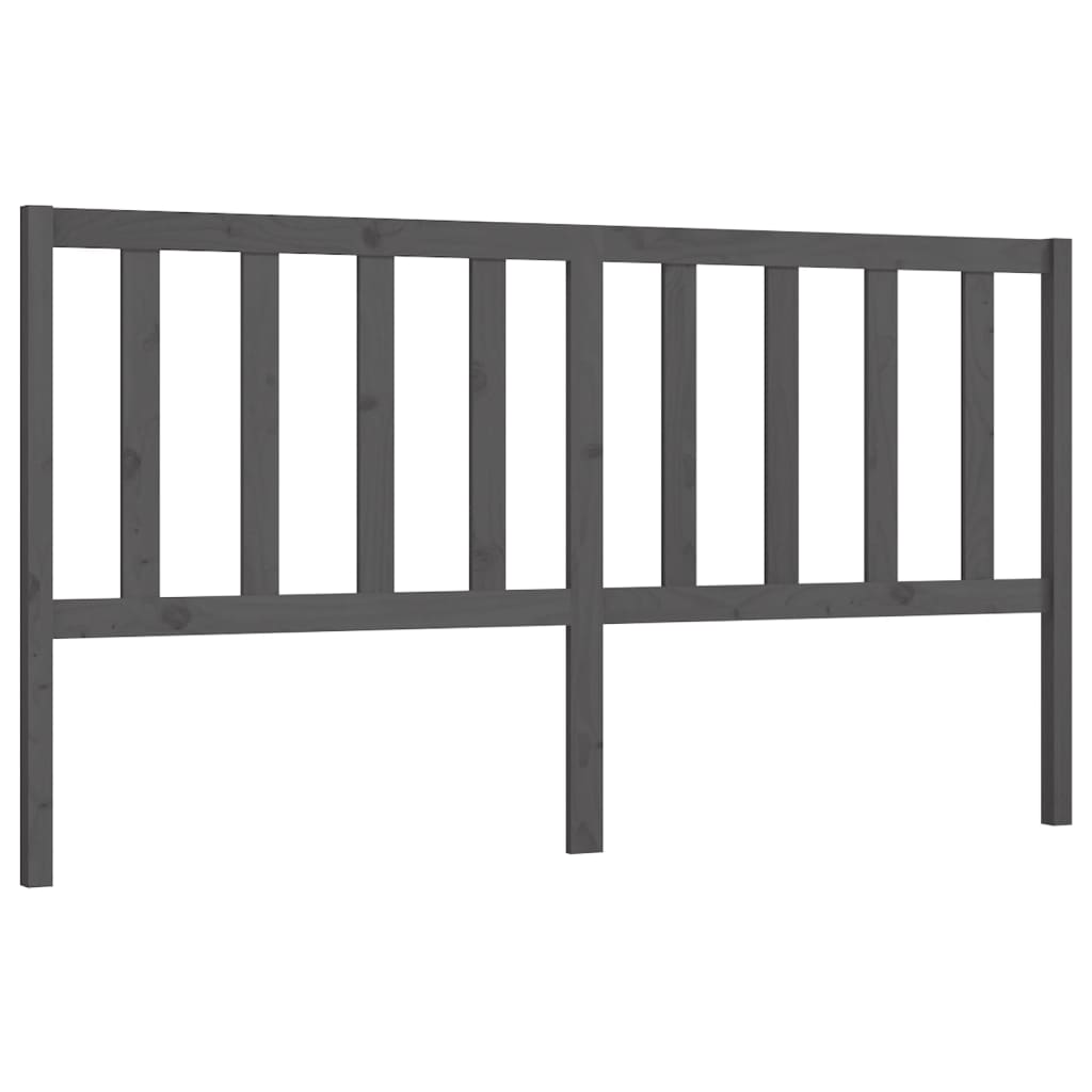 Bed Headboard Grey 186x4x100 cm Solid Wood Pine