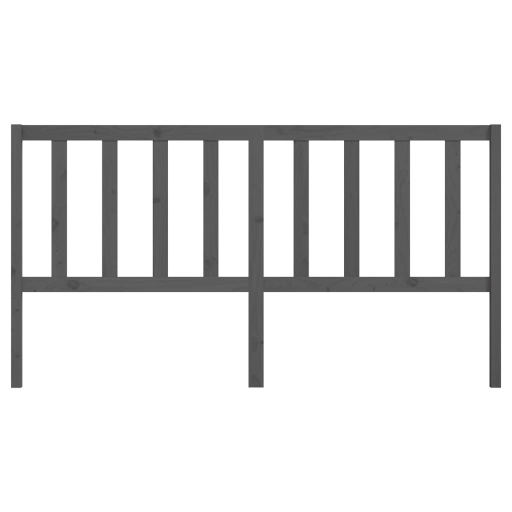 Bed Headboard Grey 186x4x100 cm Solid Wood Pine