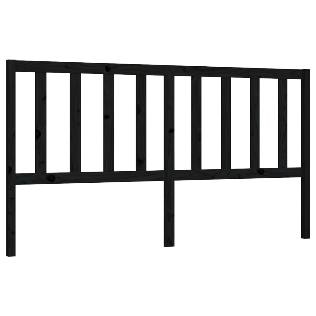 Bed Headboard Black 206x4x100 cm Solid Wood Pine
