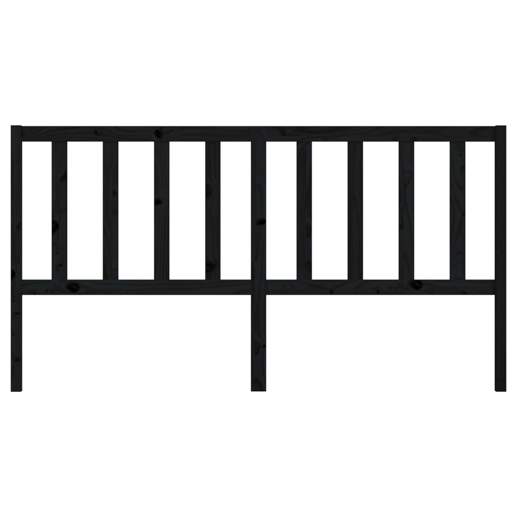 Bed Headboard Black 206x4x100 cm Solid Wood Pine