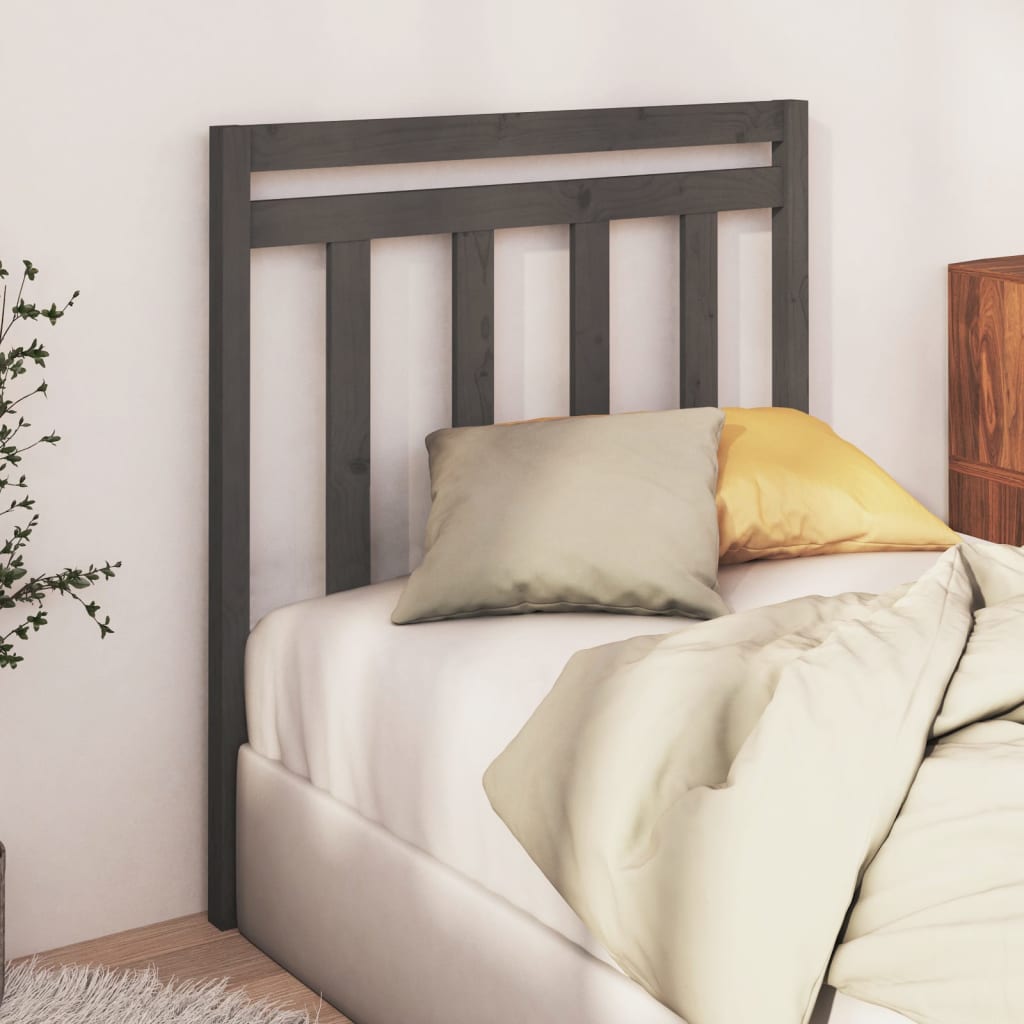 Bed Headboard Grey 81x4x100 cm Solid Wood Pine