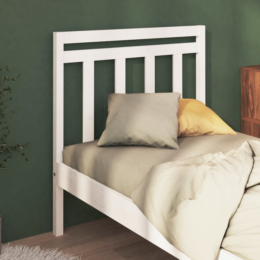 Bed Headboard White 106x4x100 cm Solid Wood Pine