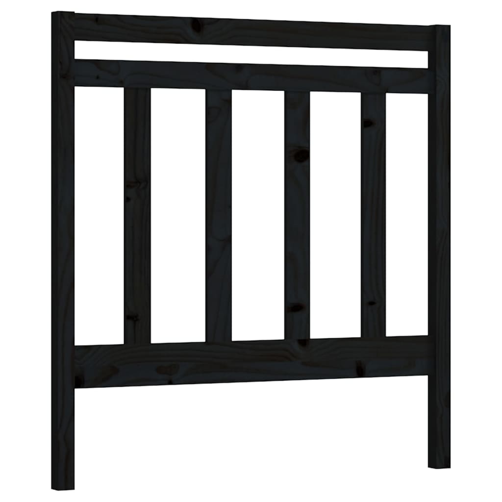 Bed Headboard Black 106x4x100 cm Solid Wood Pine