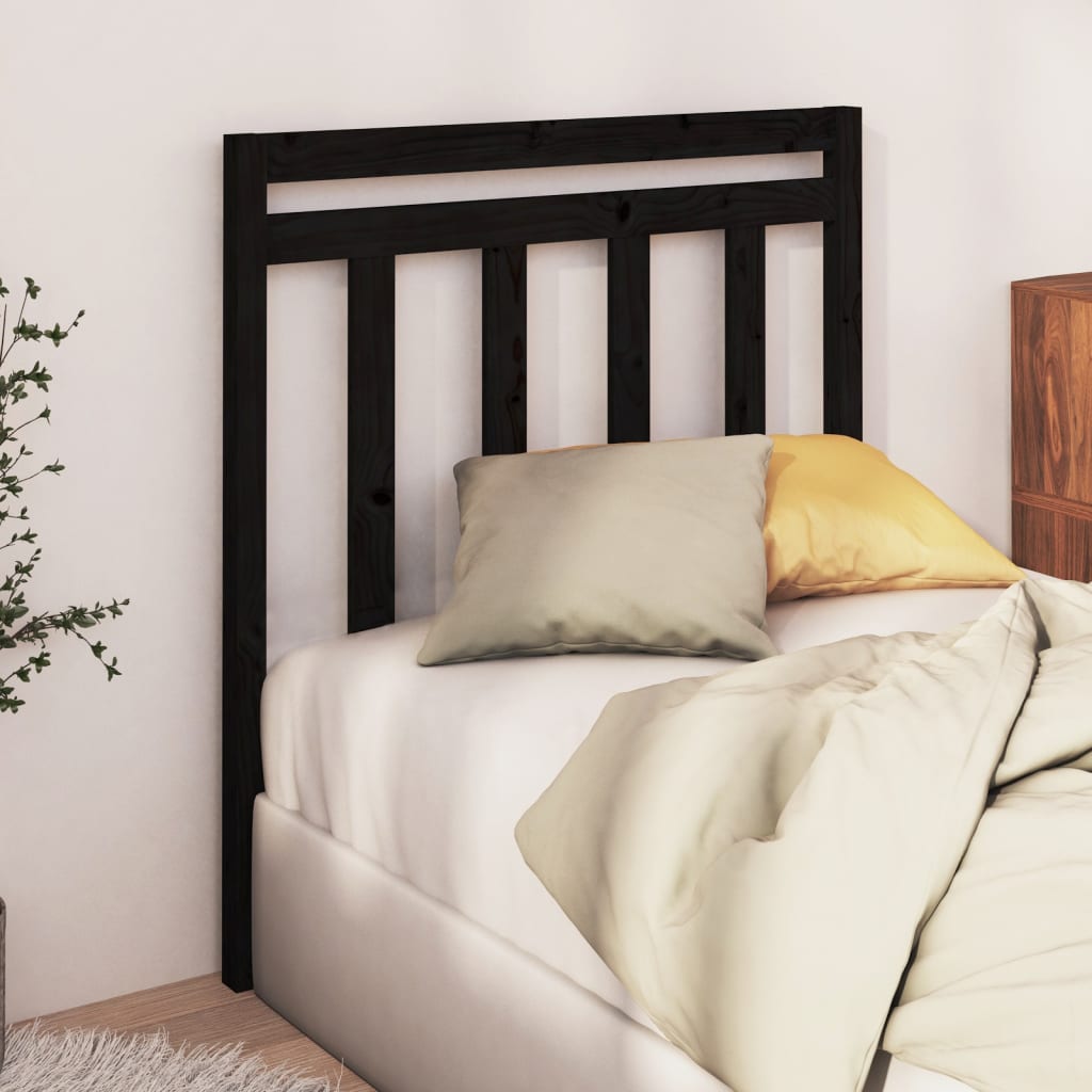 Bed Headboard Black 106x4x100 cm Solid Wood Pine