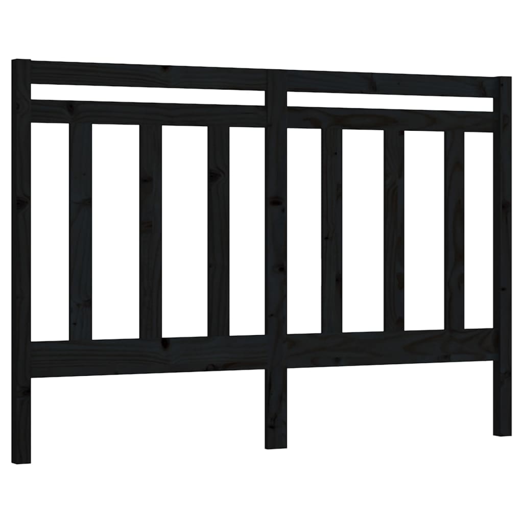 Bed Headboard Black 126x4x100 cm Solid Wood Pine