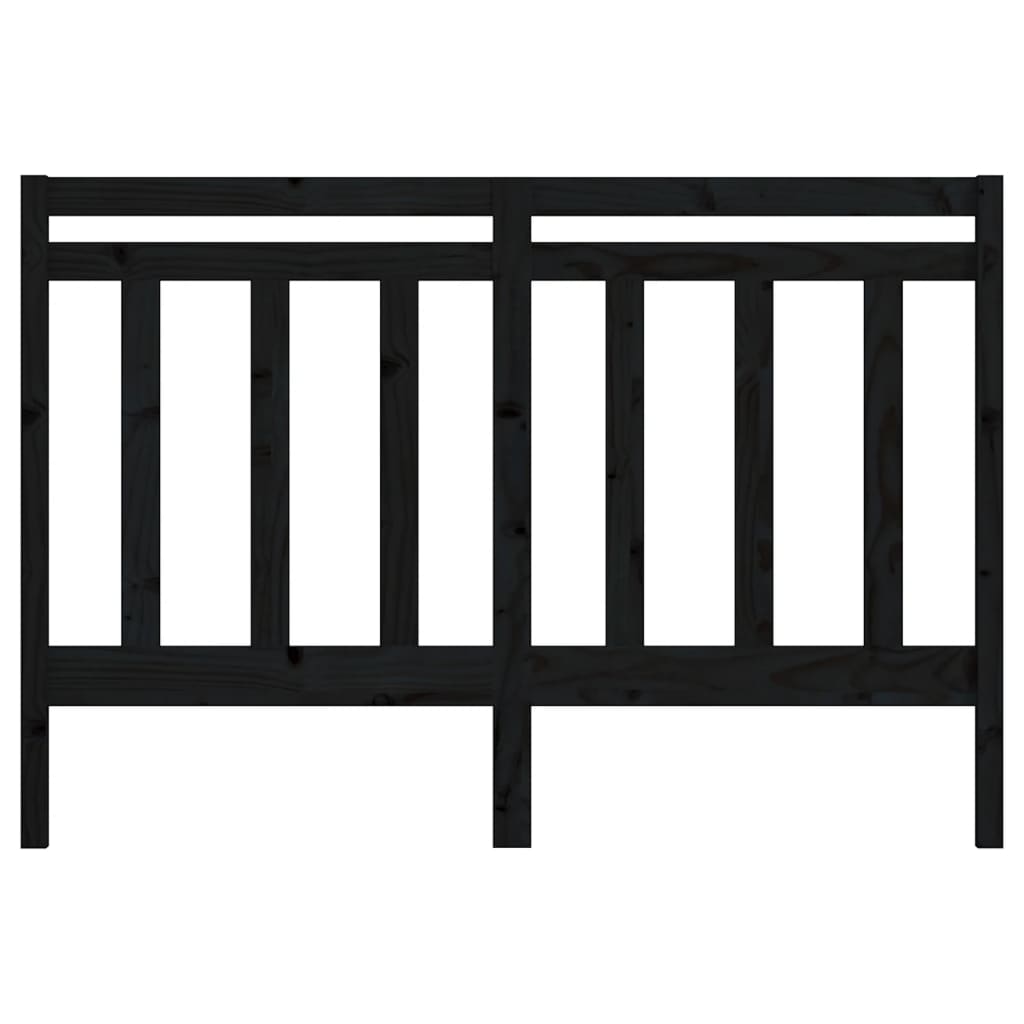 Bed Headboard Black 126x4x100 cm Solid Wood Pine