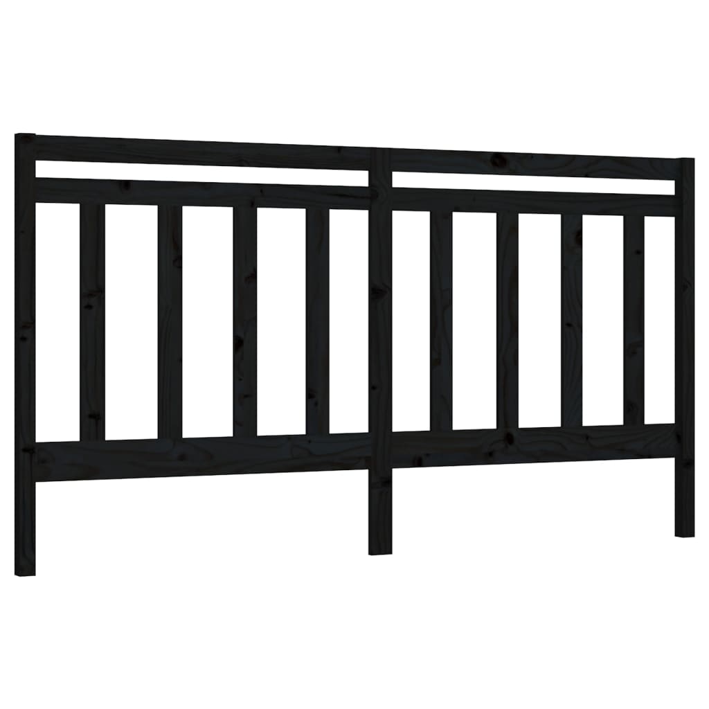 Bed Headboard Black 206x4x100 cm Solid Wood Pine