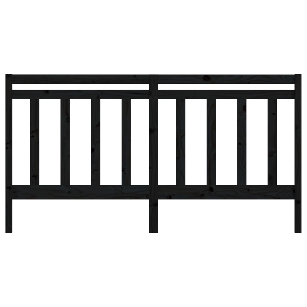 Bed Headboard Black 206x4x100 cm Solid Wood Pine