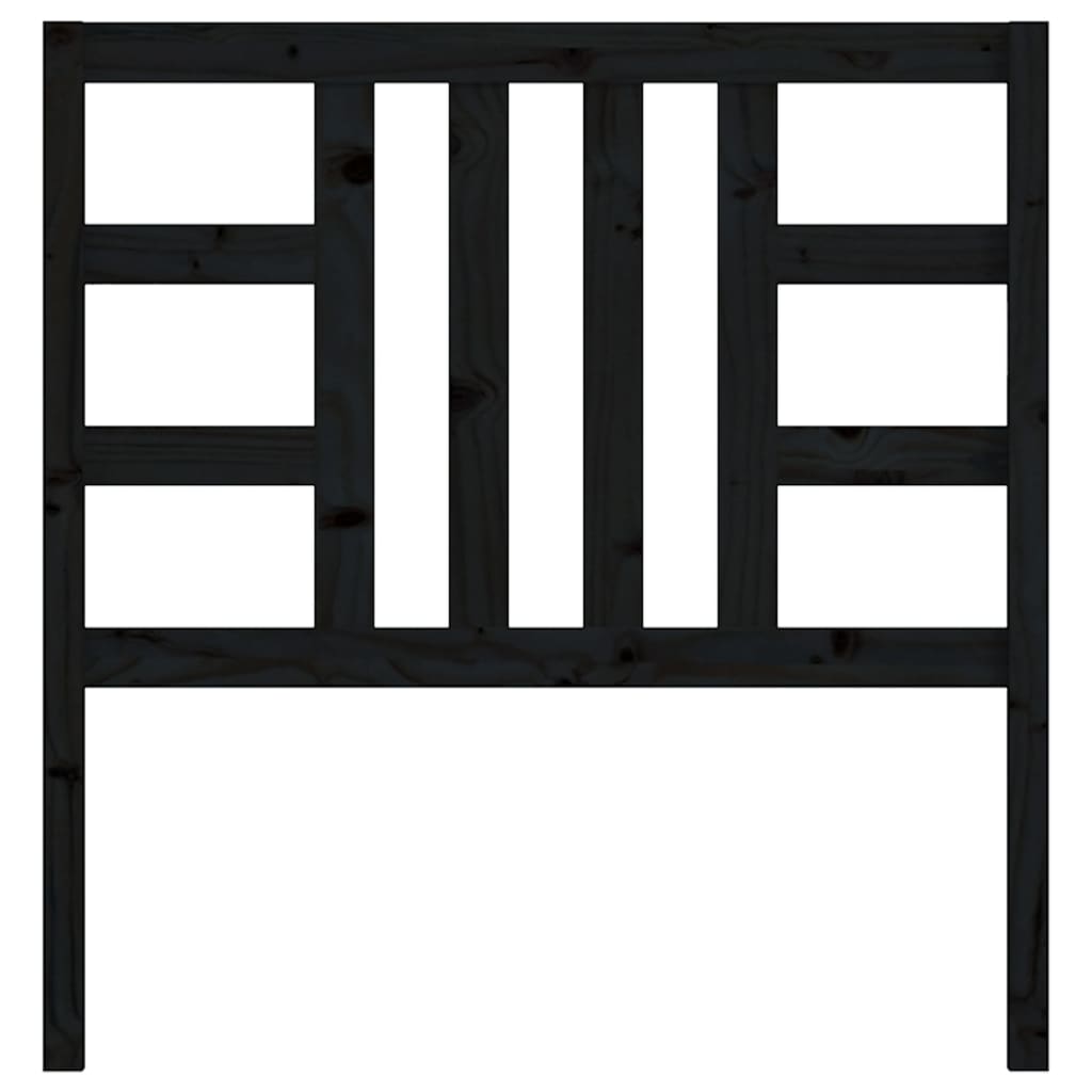 Bed Headboard Black 81x4x100 cm Solid Wood Pine