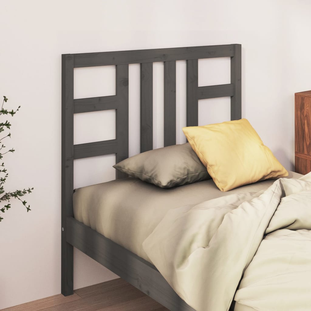 Bed Headboard Grey 96x4x100 cm Solid Wood Pine