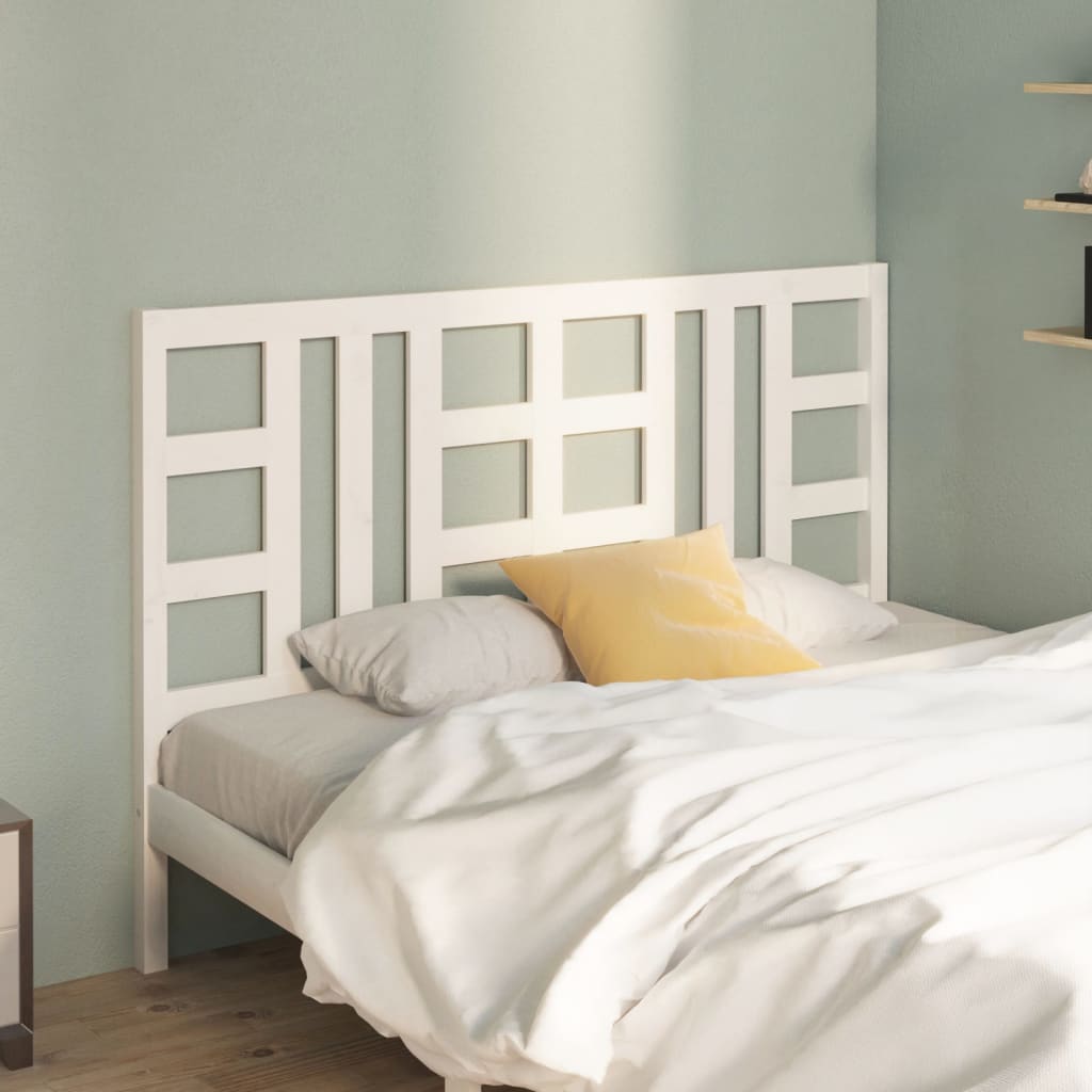 Bed Headboard White 126x4x100 cm Solid Wood Pine