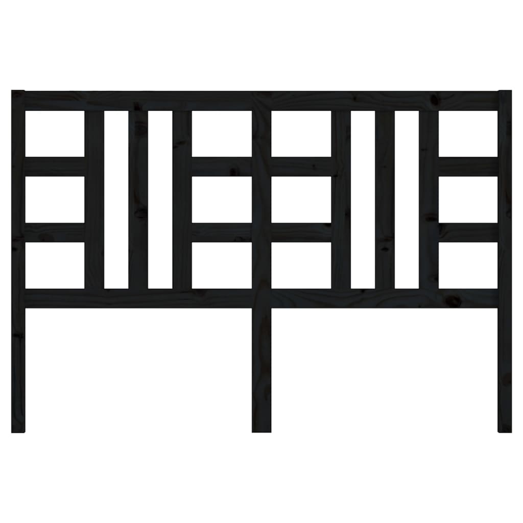 Bed Headboard Black 126x4x100 cm Solid Wood Pine