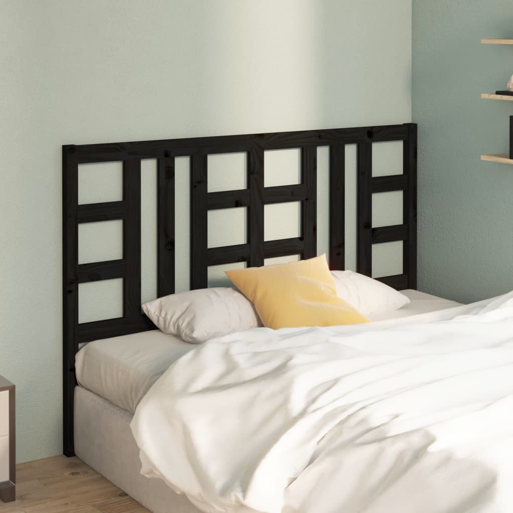 Bed Headboard Black 166x4x100 cm Solid Wood Pine