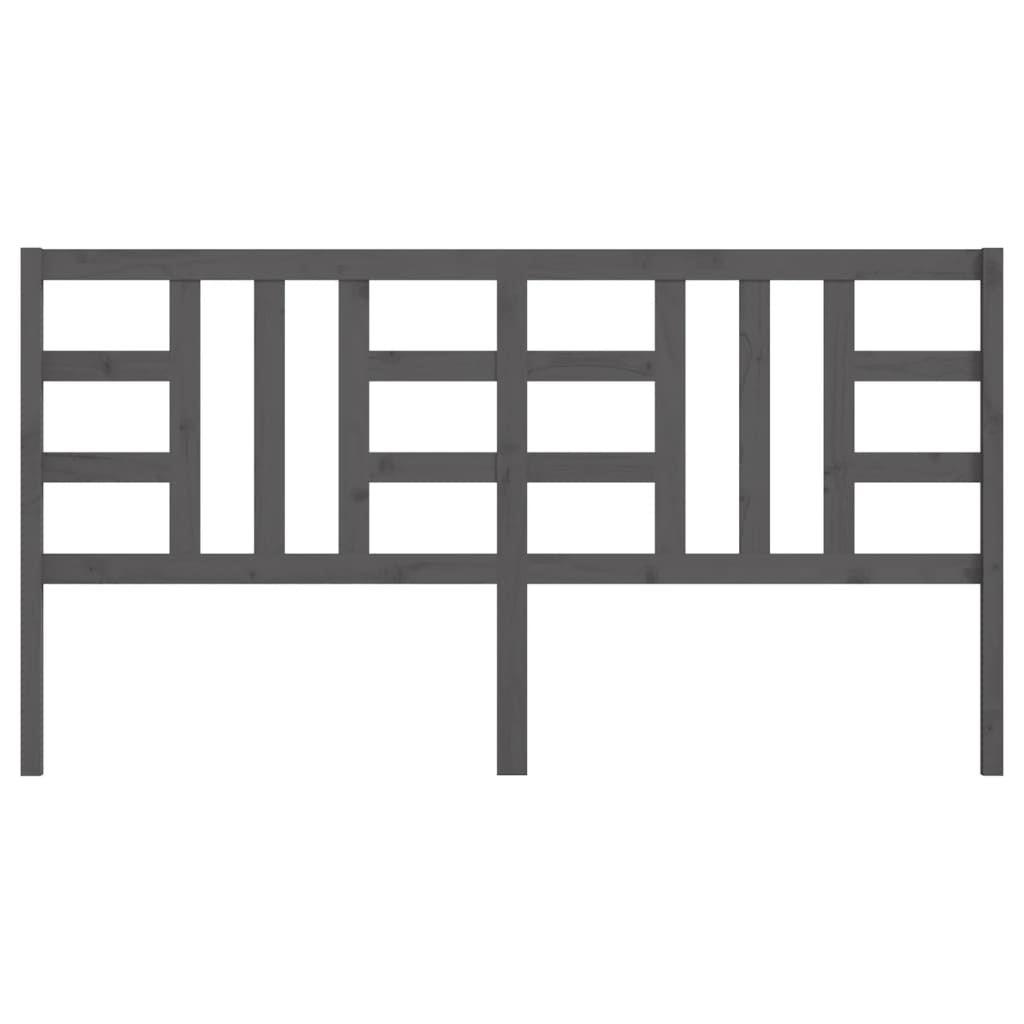 Bed Headboard Grey 186x4x100 cm Solid Wood Pine