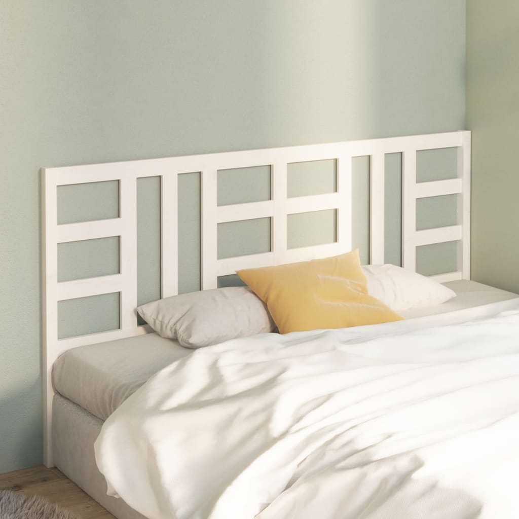 Bed Headboard White 206x4x100 cm Solid Wood Pine