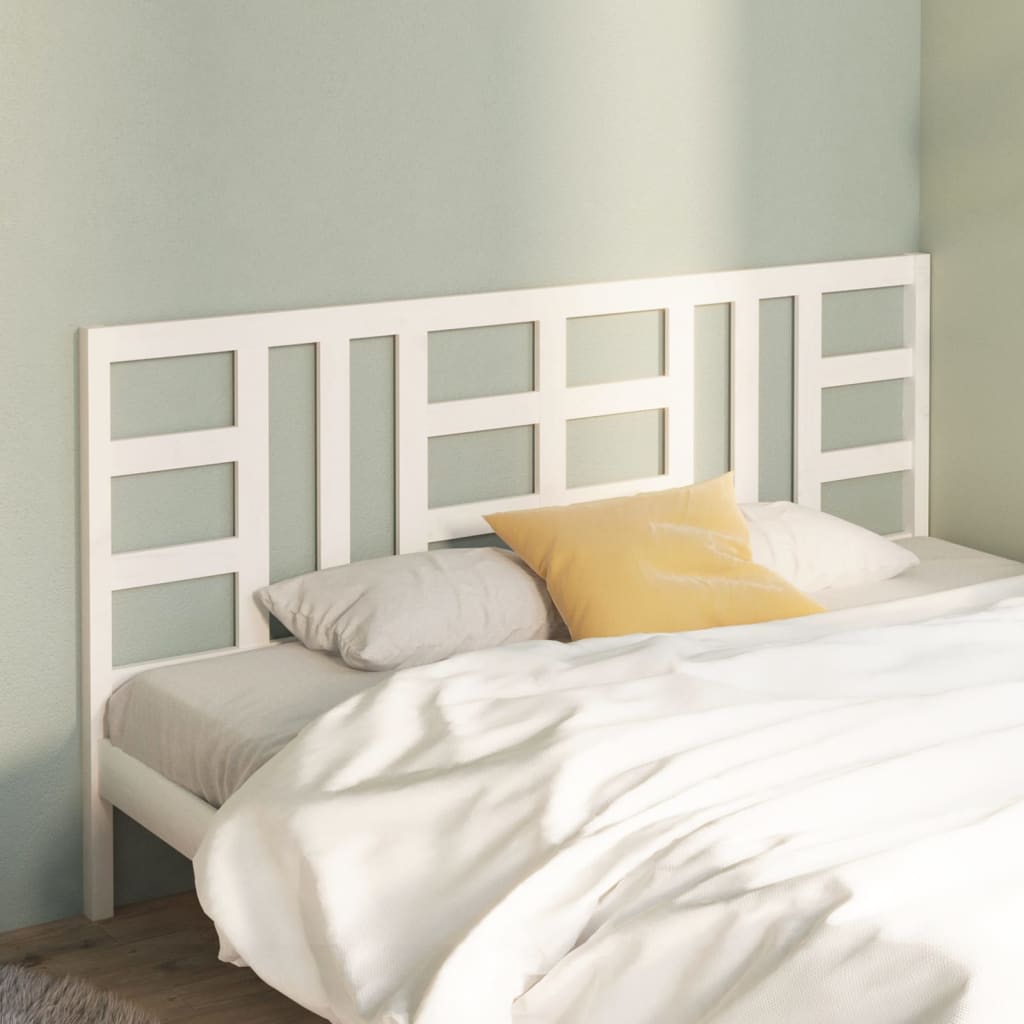 Bed Headboard White 206x4x100 cm Solid Wood Pine