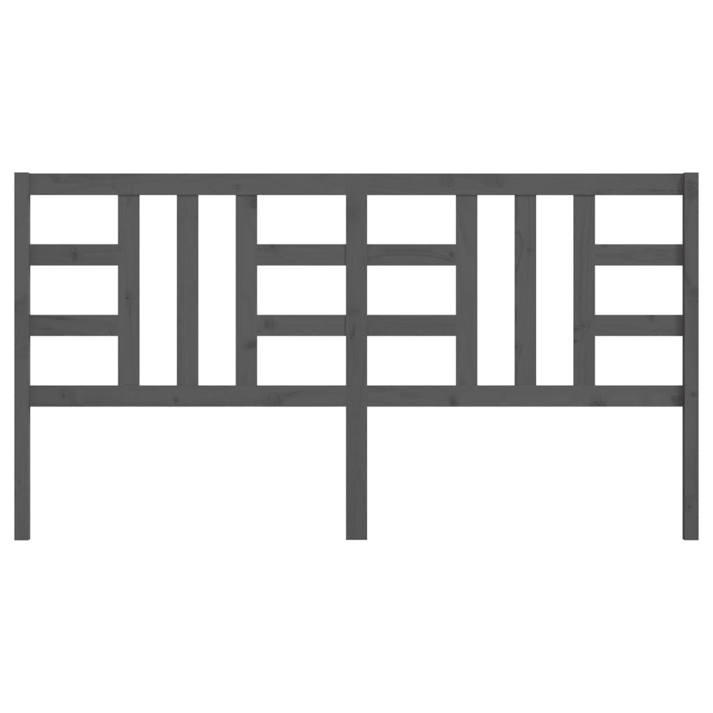 Bed Headboard Grey 206x4x100 cm Solid Wood Pine