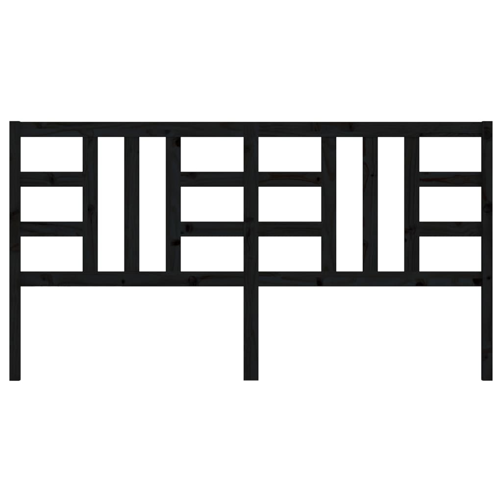 Bed Headboard Black 206x4x100 cm Solid Wood Pine
