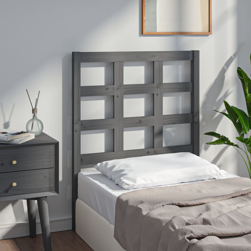 Bed Headboard Grey 80.5x4x100 cm Solid Wood Pine