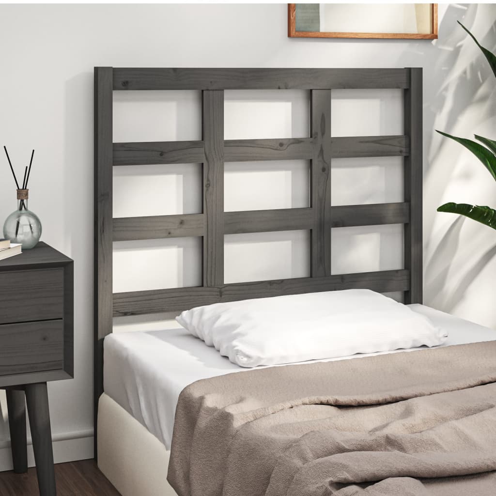 Bed Headboard Grey 95.5x4x100 cm Solid Wood Pine