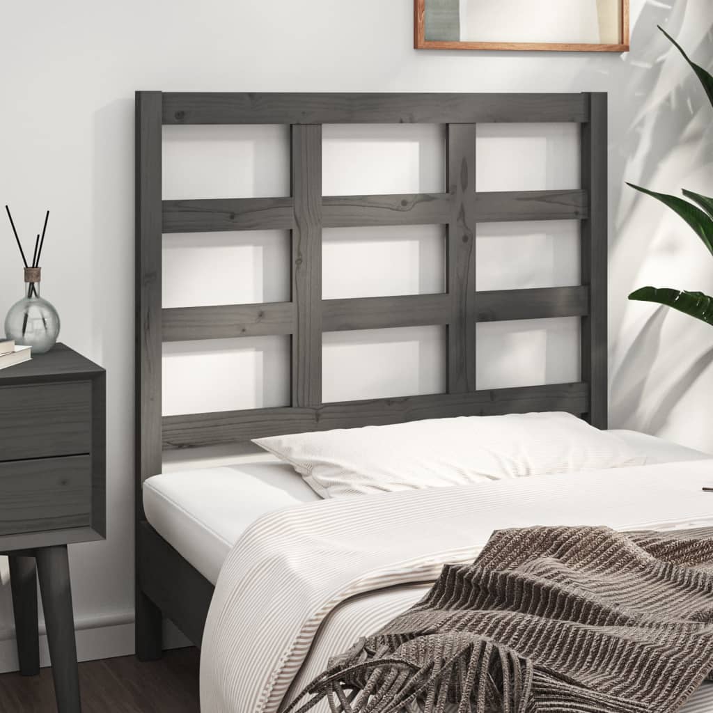 Bed Headboard Grey 105.5x4x100 cm Solid Wood Pine