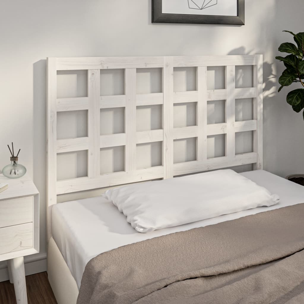 Bed Headboard White 125.5x4x100 cm Solid Wood Pine