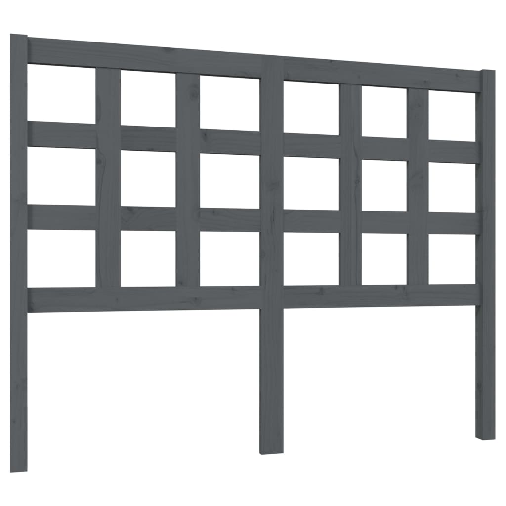 Bed Headboard Grey 125.5x4x100 cm Solid Wood Pine