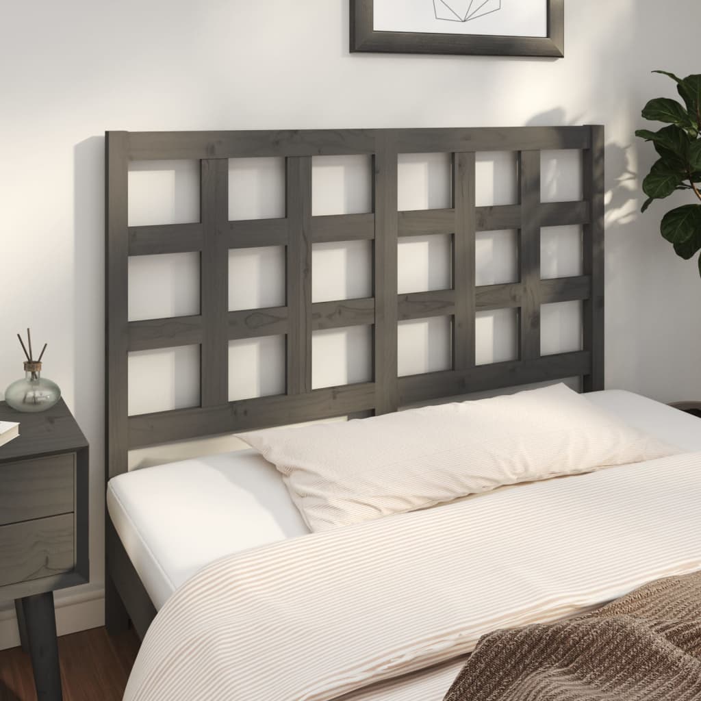 Bed Headboard Grey 125.5x4x100 cm Solid Wood Pine