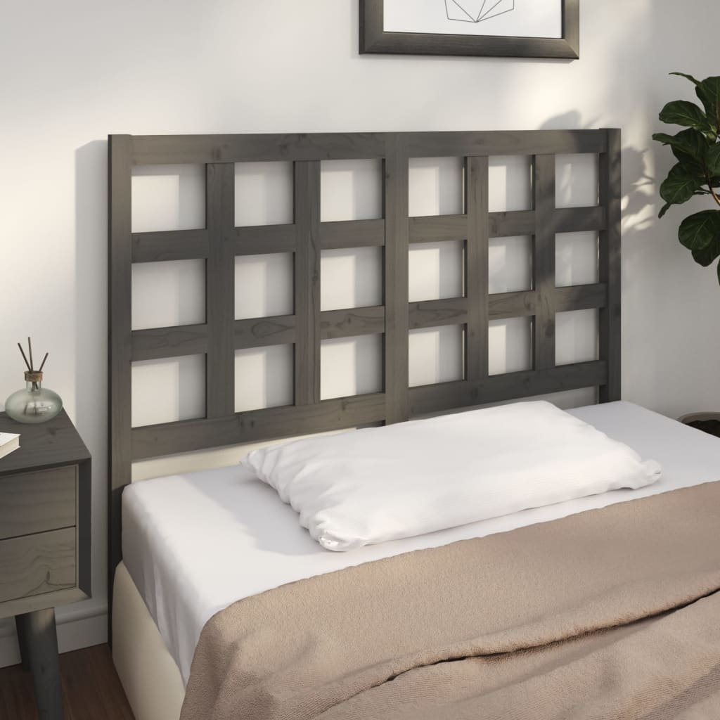 Bed Headboard Grey 125.5x4x100 cm Solid Wood Pine