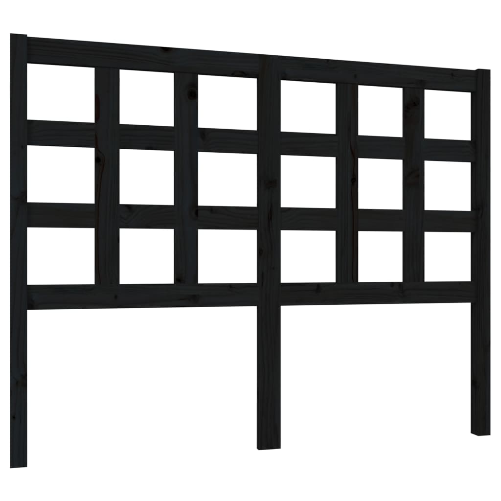 Bed Headboard Black 125.5x4x100 cm Solid Wood Pine