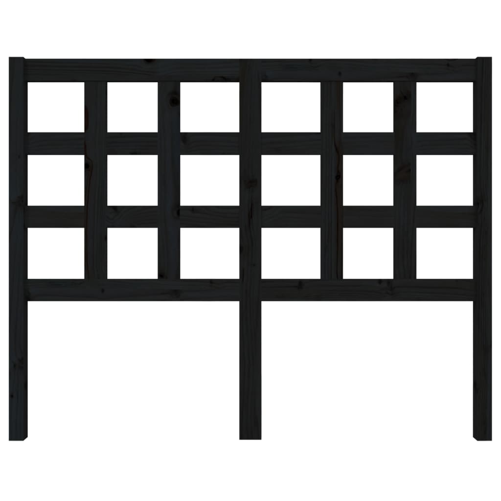 Bed Headboard Black 125.5x4x100 cm Solid Wood Pine