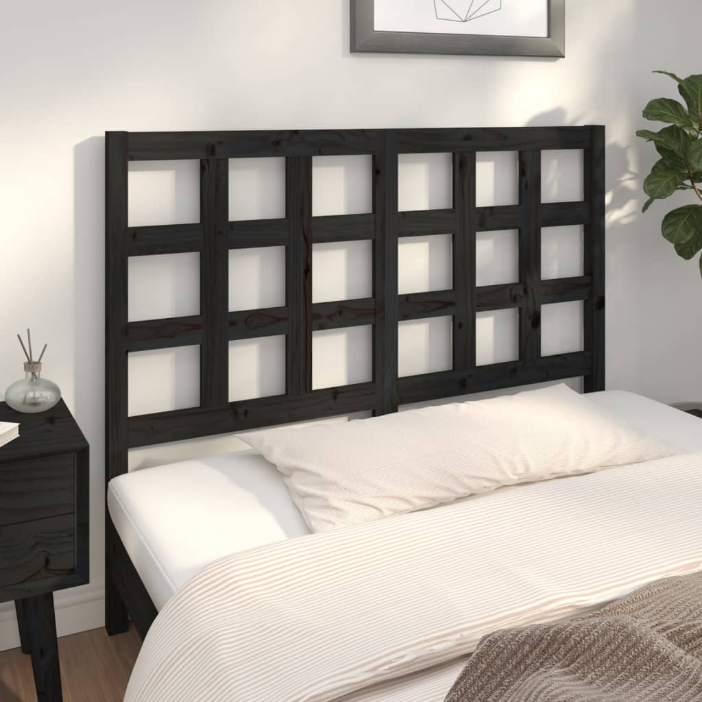 Bed Headboard Black 125.5x4x100 cm Solid Wood Pine