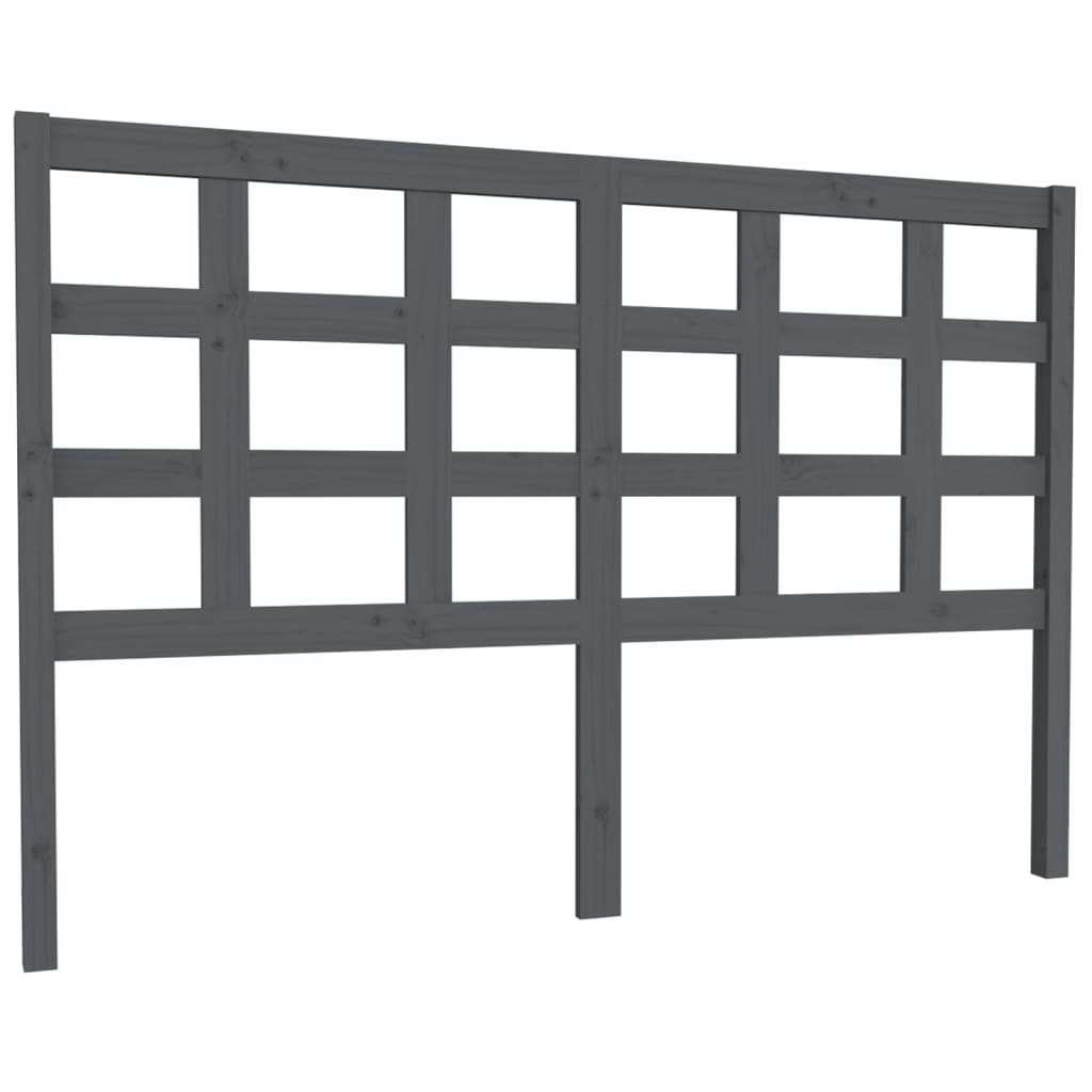 Bed Headboard Grey 145.5x4x100 cm Solid Wood Pine