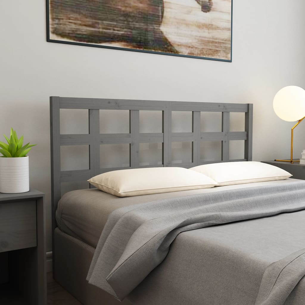 Bed Headboard Grey 145.5x4x100 cm Solid Wood Pine