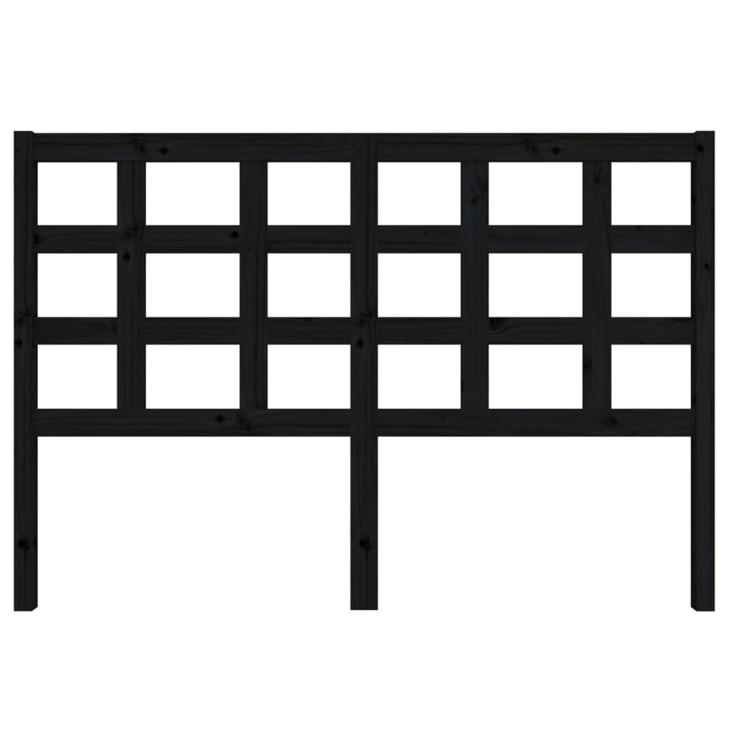 Bed Headboard Black 145.5x4x100 cm Solid Wood Pine