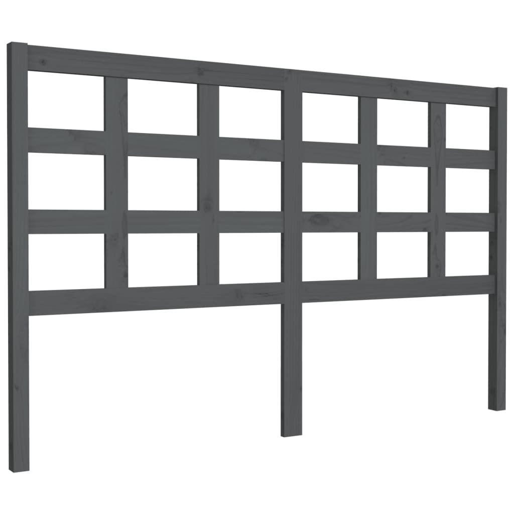 Bed Headboard Grey 156x4x100 cm Solid Wood Pine