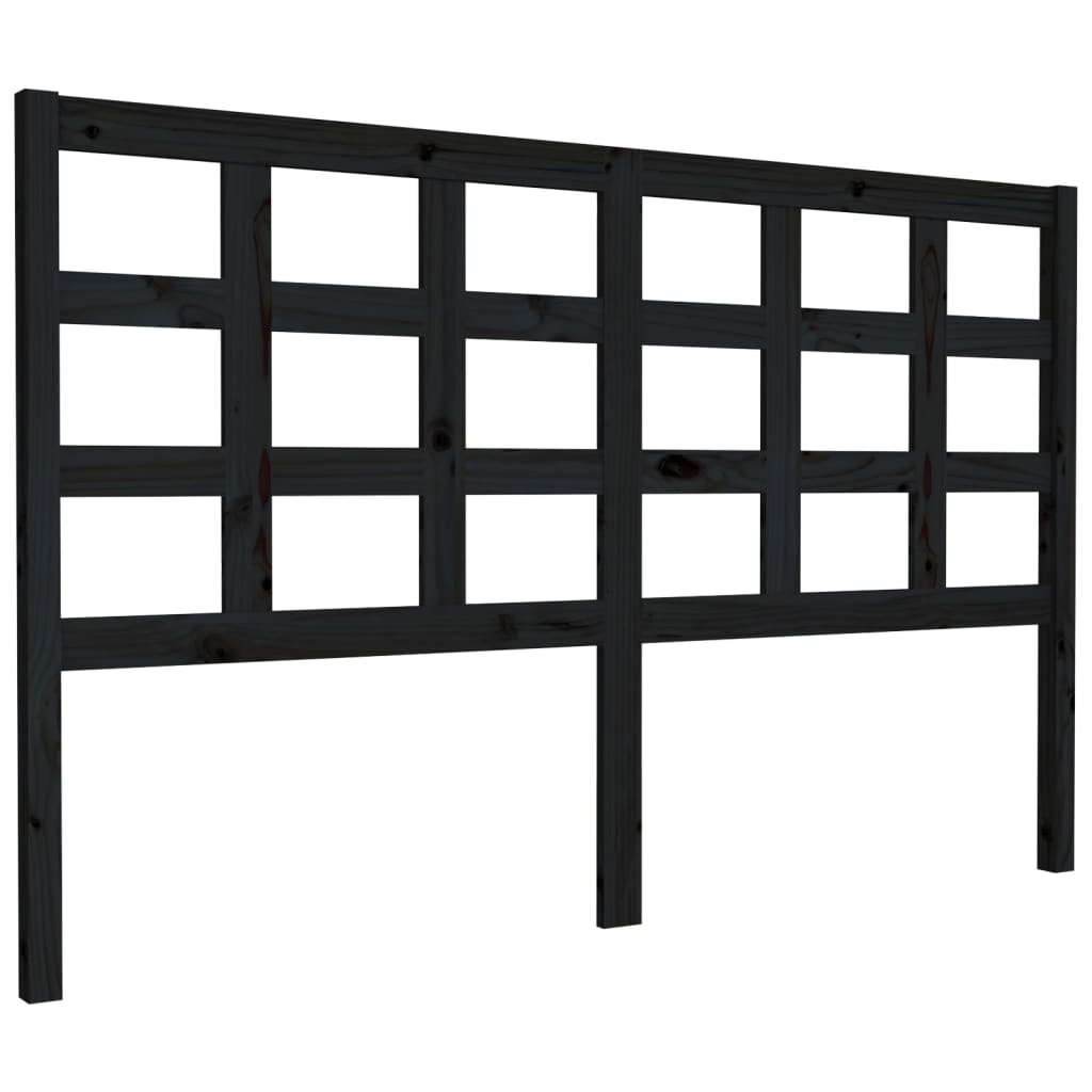 Bed Headboard Black 156x4x100 cm Solid Wood Pine