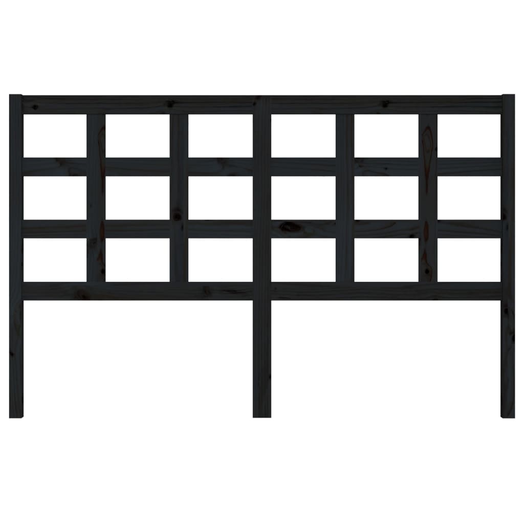 Bed Headboard Black 156x4x100 cm Solid Wood Pine