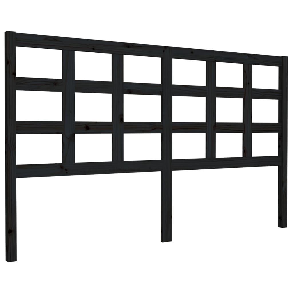 Bed Headboard Black 165.5x4x100 cm Solid Wood Pine
