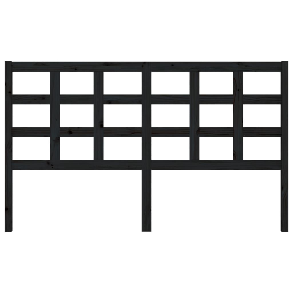 Bed Headboard Black 165.5x4x100 cm Solid Wood Pine