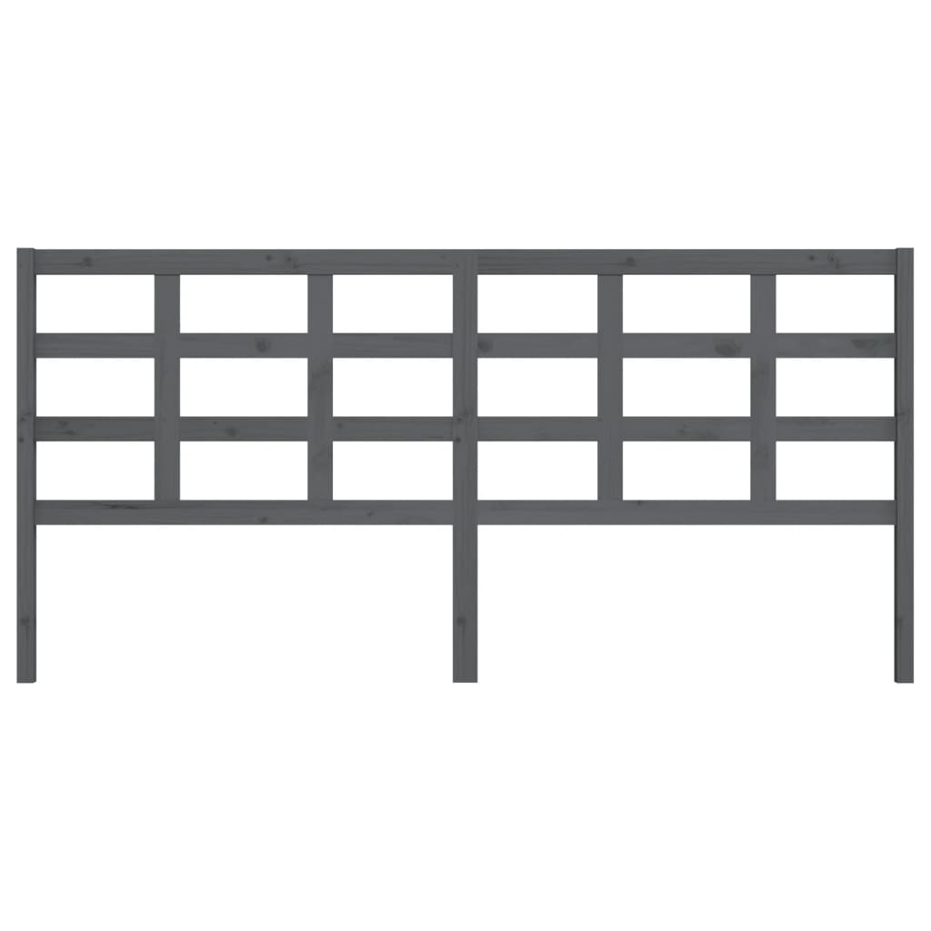 Bed Headboard Grey 205.5x4x100 cm Solid Wood Pine